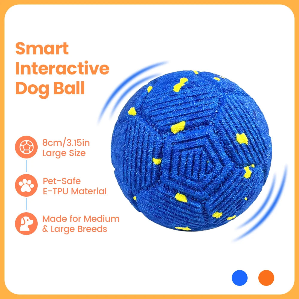 Smart Interactive Dog Ball, Indestructible E-TPU Toy for Aggressive Chewers, Automatic Moving,Waterproof Rechargeable Ball Toys