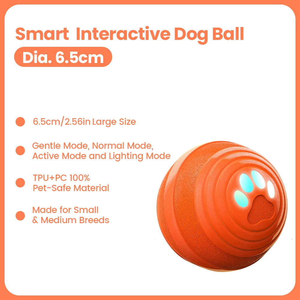 Smart Interactive Dog Ball, Indestructible E-TPU Toy for Aggressive Chewers, Automatic Moving,Waterproof Rechargeable Ball Toys