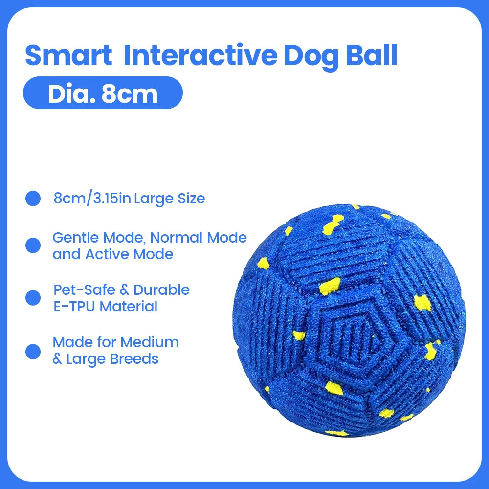 Smart Interactive Dog Ball, Indestructible E-TPU Toy for Aggressive Chewers, Automatic Moving,Waterproof Rechargeable Ball Toys