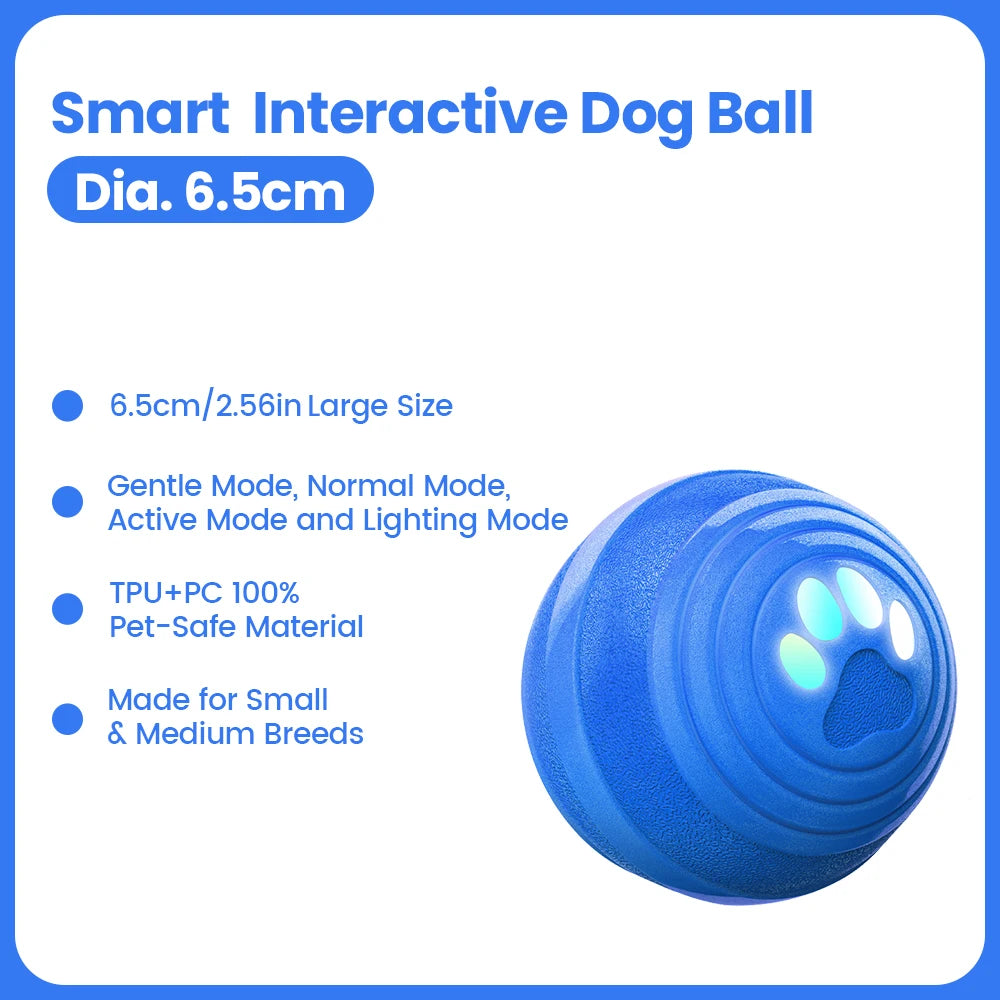 Smart Interactive Dog Ball, Indestructible E-TPU Toy for Aggressive Chewers, Automatic Moving,Waterproof Rechargeable Ball Toys