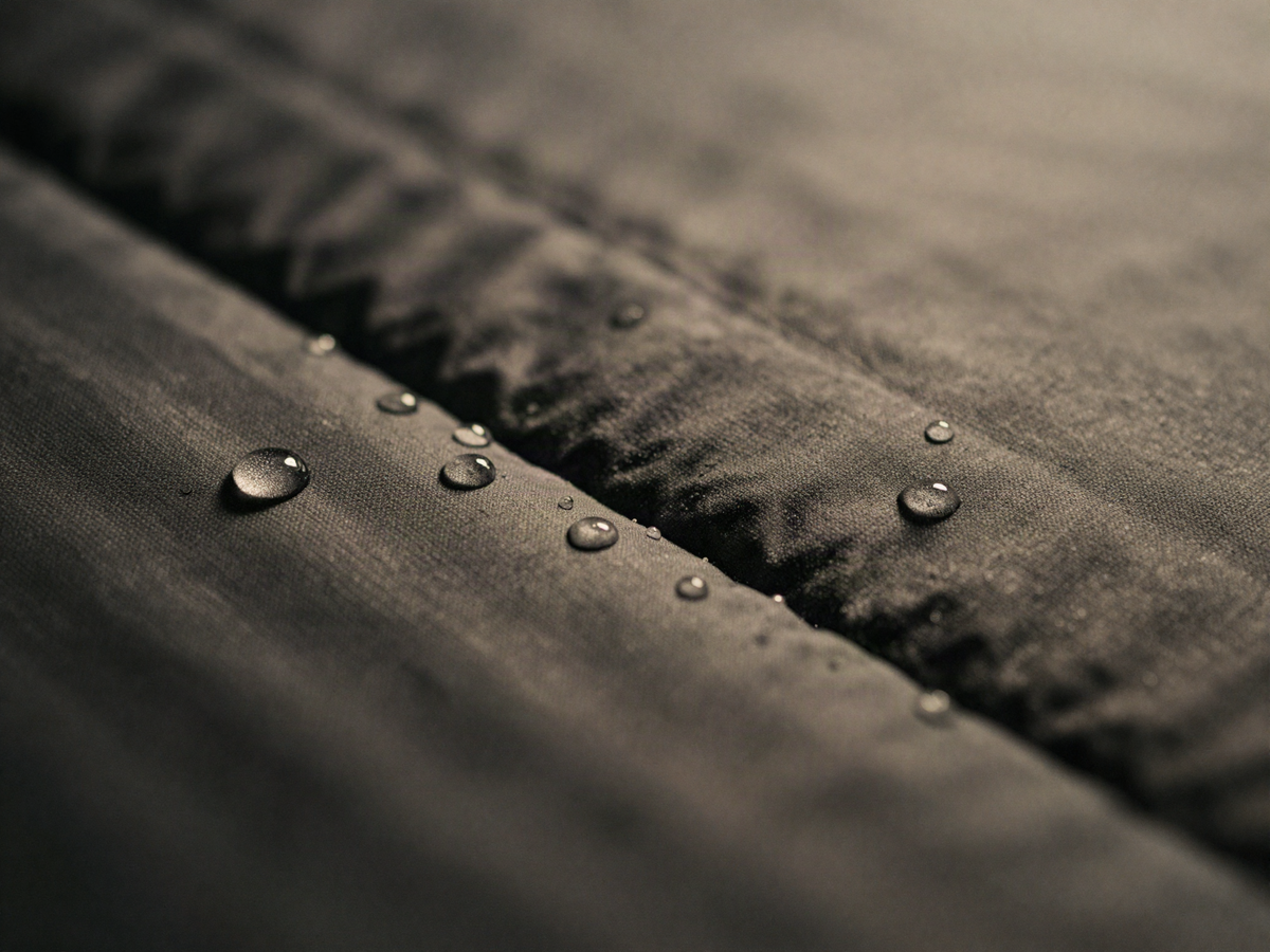 Water beading on the waterproof quilted surface